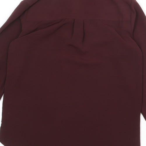 H&M Womens Red Polyester Basic Button-Up Size 8 Collared