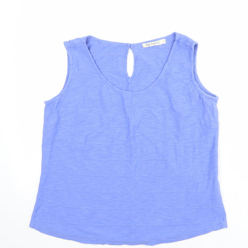 Lily Womens Blue 100% Cotton Basic Tank Size 10 Round Neck