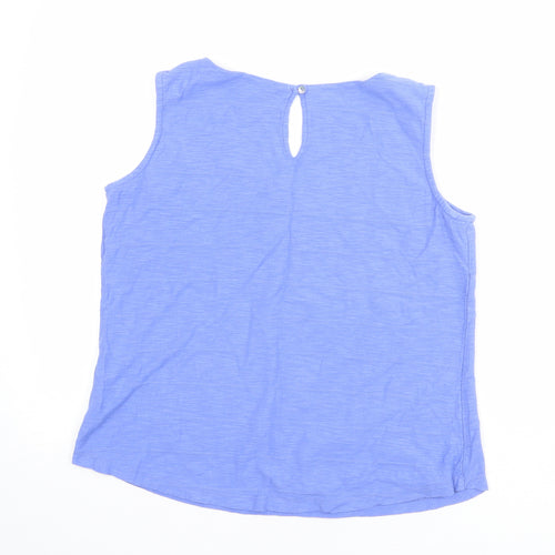 Lily Womens Blue 100% Cotton Basic Tank Size 10 Round Neck