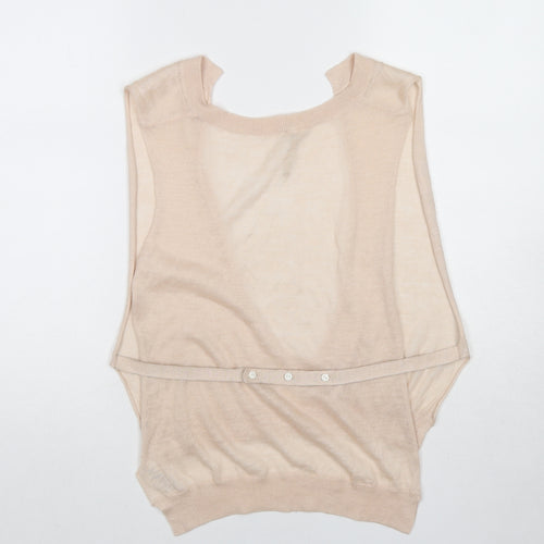 Boutique Womens Beige Ramie Basic Blouse Size 8 Scoop Neck