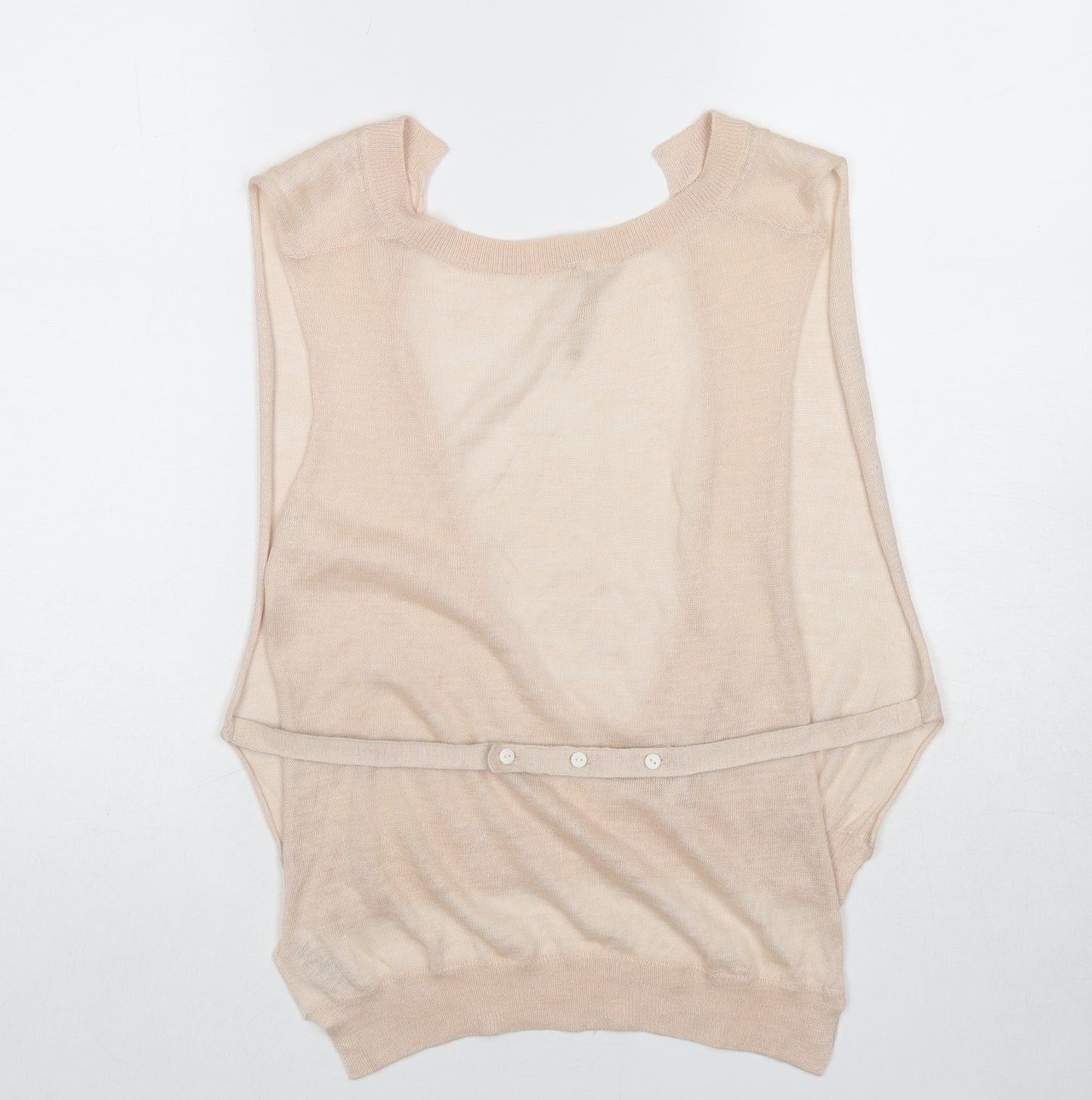 Boutique Womens Beige Ramie Basic Blouse Size 8 Scoop Neck
