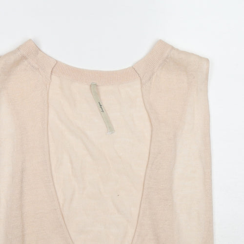 Boutique Womens Beige Ramie Basic Blouse Size 8 Scoop Neck