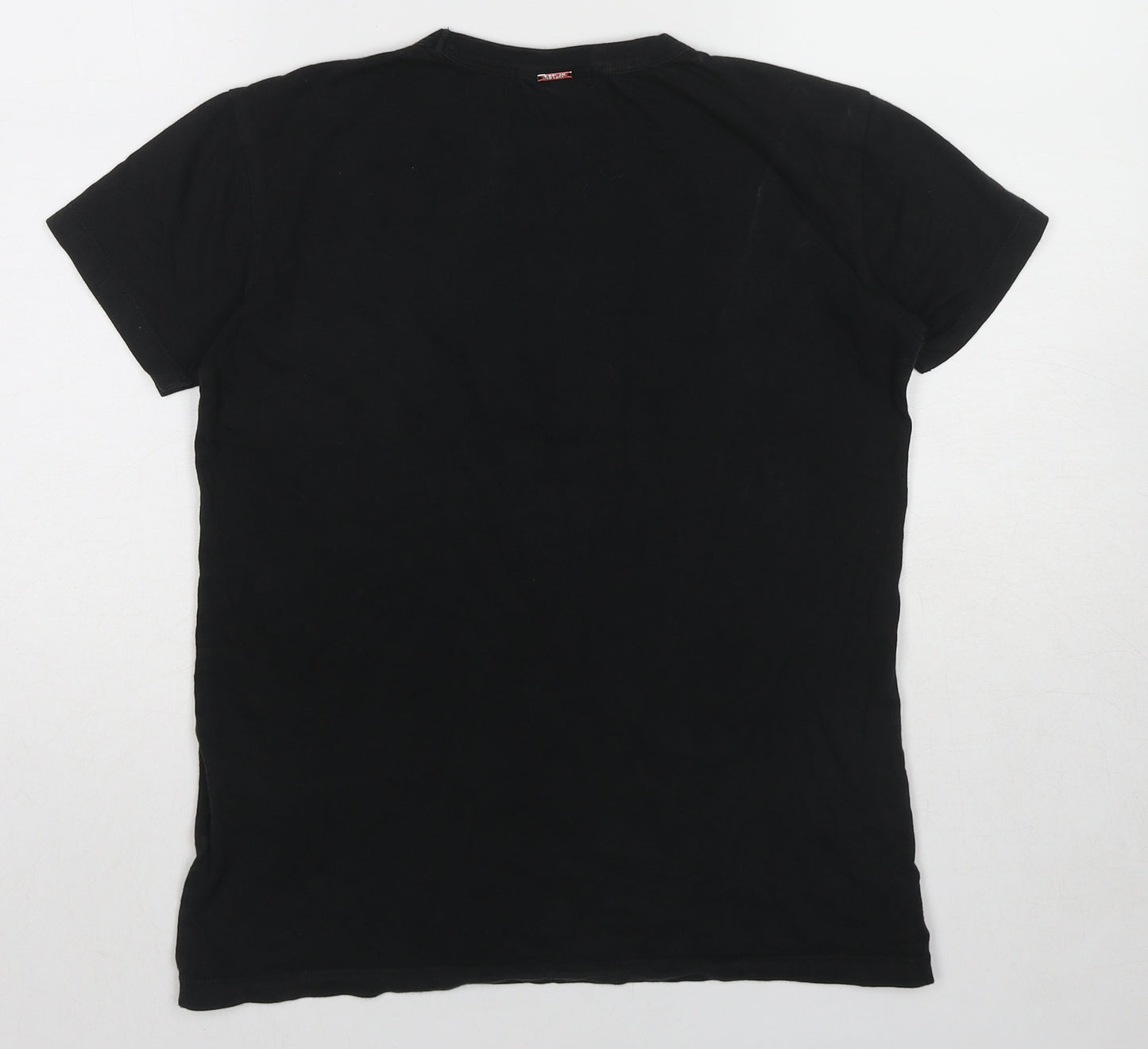 Replay Womens Black Cotton Basic T-Shirt Size M Round Neck