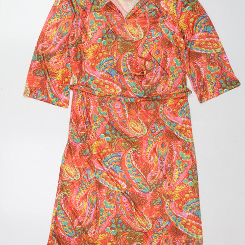 H&M Womens Multicoloured Paisley Polyester A-Line Size 6 Collared Pullover