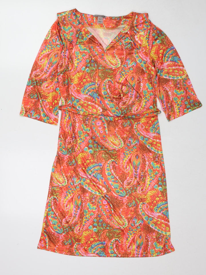 H&M Womens Multicoloured Paisley Polyester A-Line Size 6 Collared Pullover