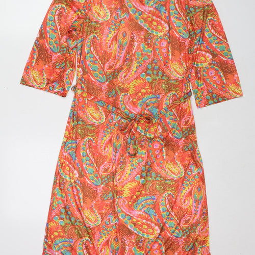 H&M Womens Multicoloured Paisley Polyester A-Line Size 6 Collared Pullover