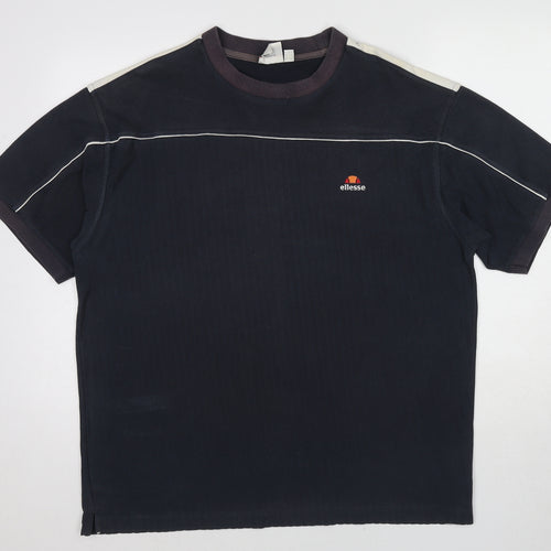 ellesse Mens Blue Cotton T-Shirt Size XL Round Neck