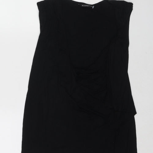 Planet Womens Black Viscose Basic Tank Size L Round Neck