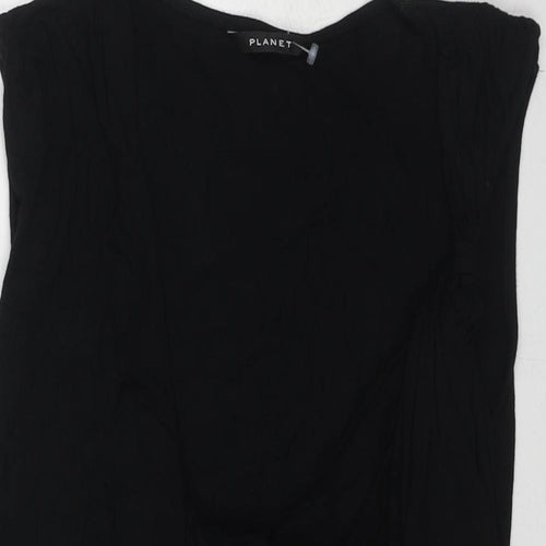 Planet Womens Black Viscose Basic Tank Size L Round Neck
