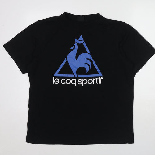 le coq sportif Mens Black Polyester T-Shirt Size XL Round Neck