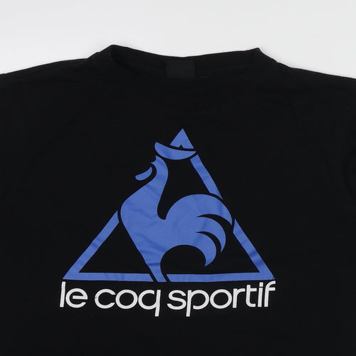 le coq sportif Mens Black Polyester T-Shirt Size XL Round Neck