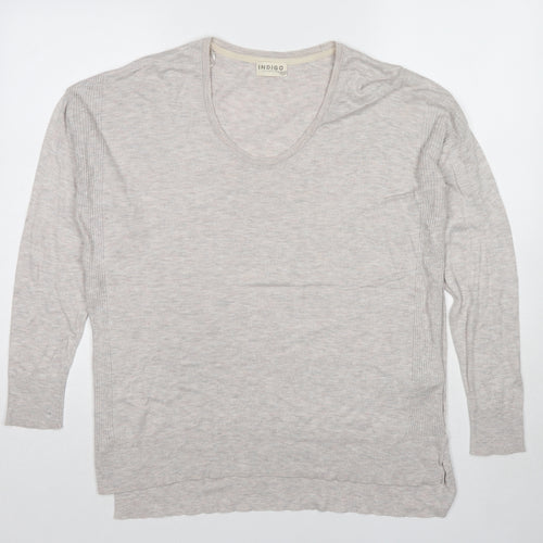 Marks and Spencer Womens Beige V-Neck Viscose Pullover Jumper Size 14