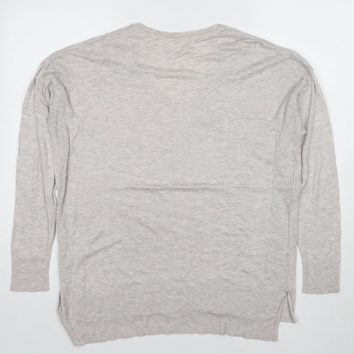 Marks and Spencer Womens Beige V-Neck Viscose Pullover Jumper Size 14