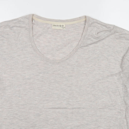 Marks and Spencer Womens Beige V-Neck Viscose Pullover Jumper Size 14