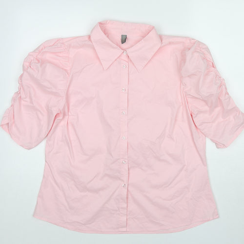 CULTURE Womens Pink Polyester Basic Button-Up Size XL Collared
