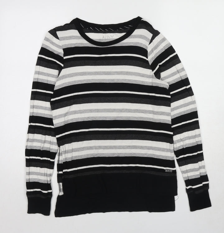 Marc New York Womens Black Round Neck Striped Viscose Pullover Jumper Size S