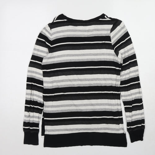 Marc New York Womens Black Round Neck Striped Viscose Pullover Jumper Size S