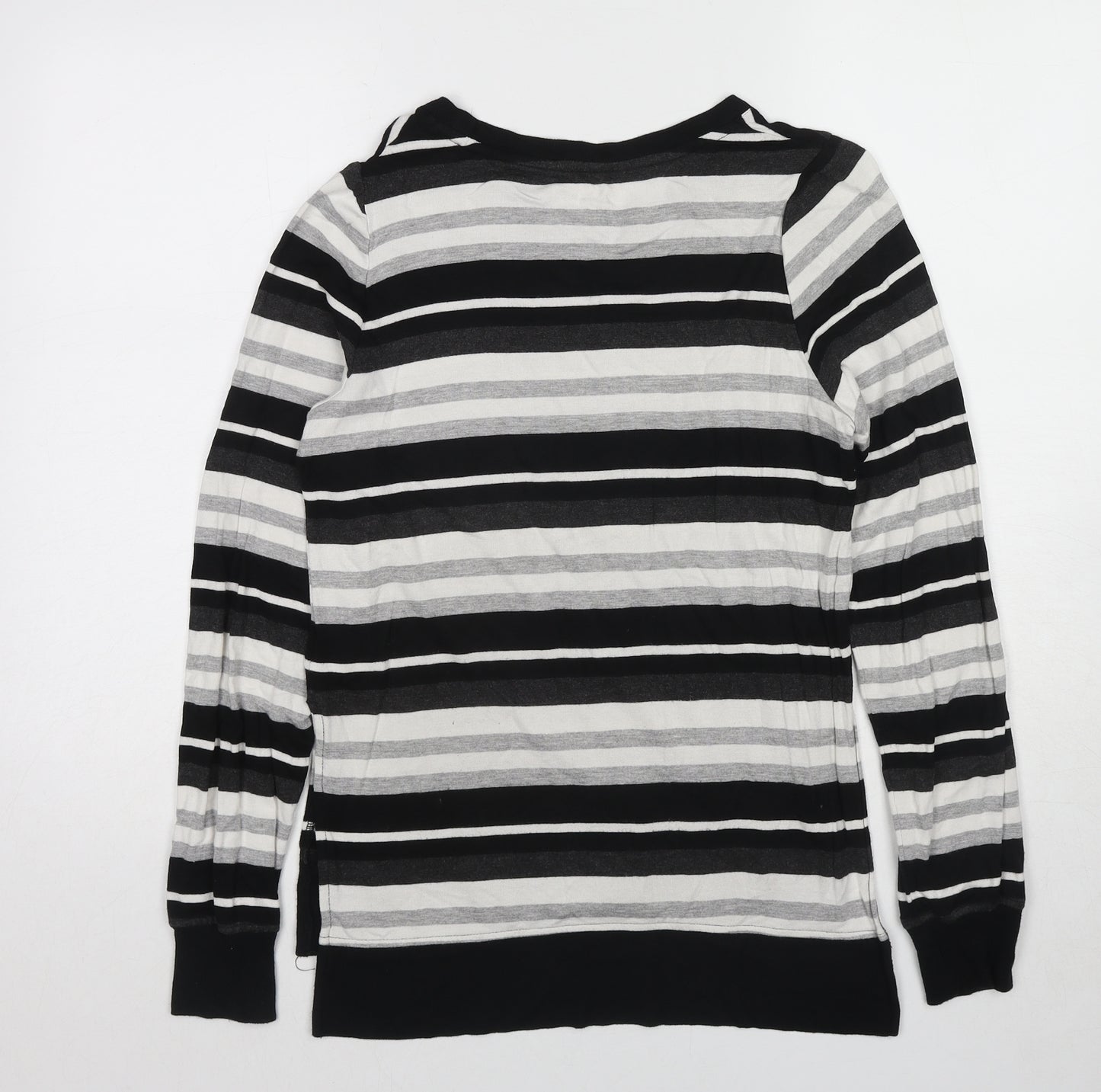 Marc New York Womens Black Round Neck Striped Viscose Pullover Jumper Size S
