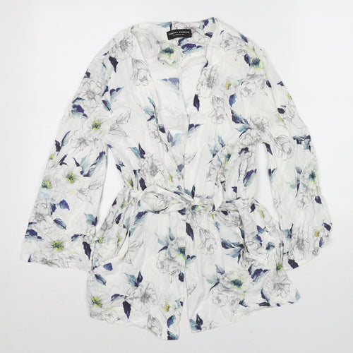 Dorothy Perkins Womens Multicoloured Floral Viscose Kimono Blouse Size 8 V-Neck