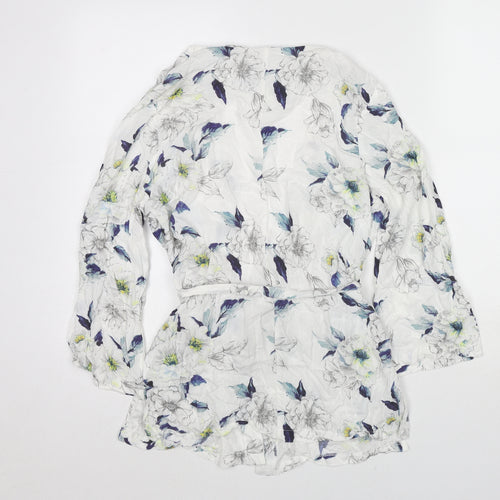 Dorothy Perkins Womens Multicoloured Floral Viscose Kimono Blouse Size 8 V-Neck