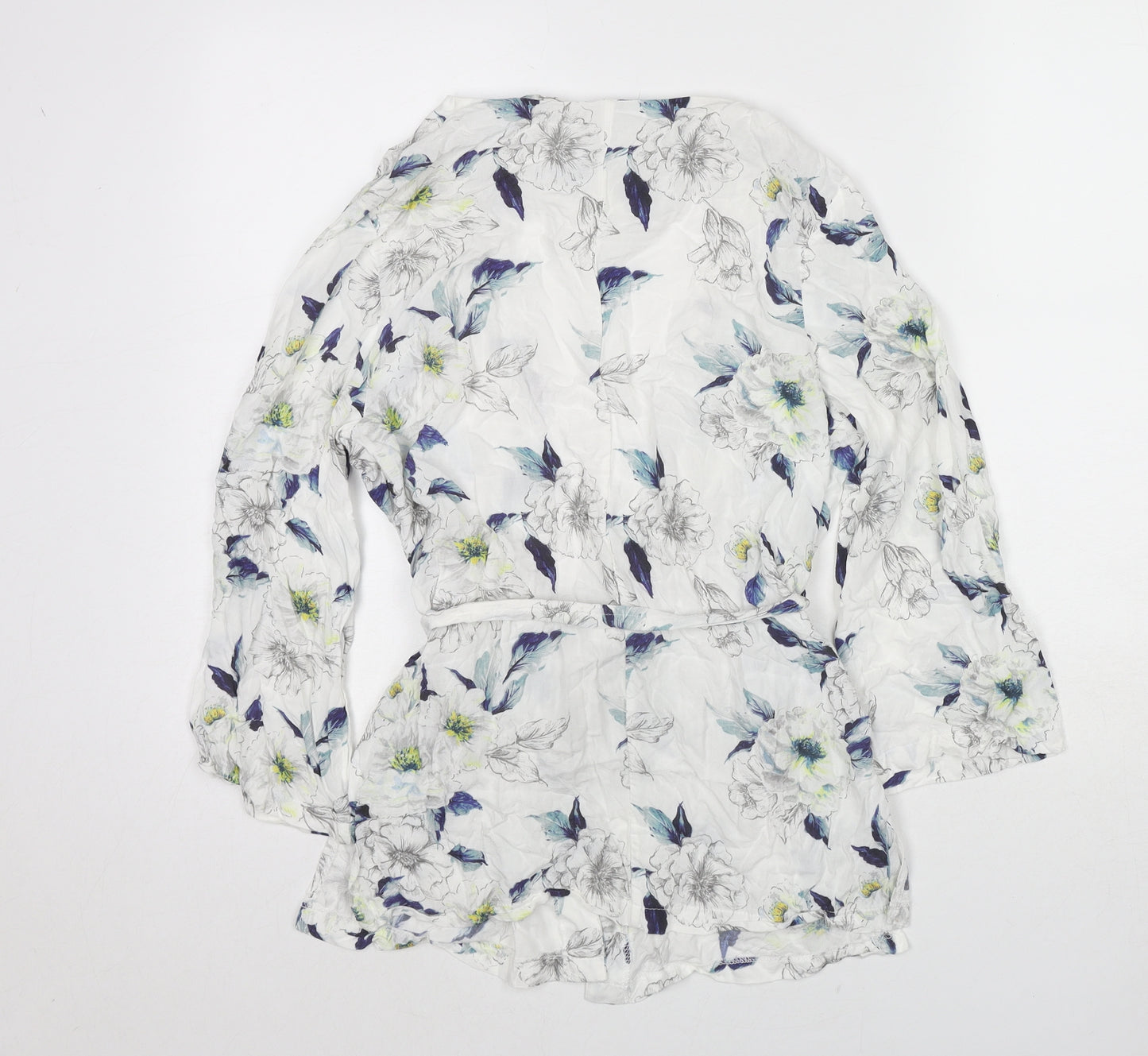Dorothy Perkins Womens Multicoloured Floral Viscose Kimono Blouse Size 8 V-Neck