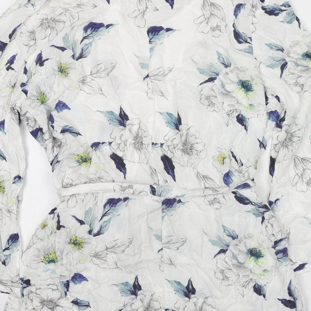 Dorothy Perkins Womens Multicoloured Floral Viscose Kimono Blouse Size 8 V-Neck