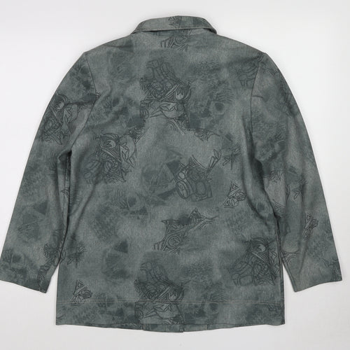 Finn Karelia Womens Green Geometric Jacket Size 12 Button