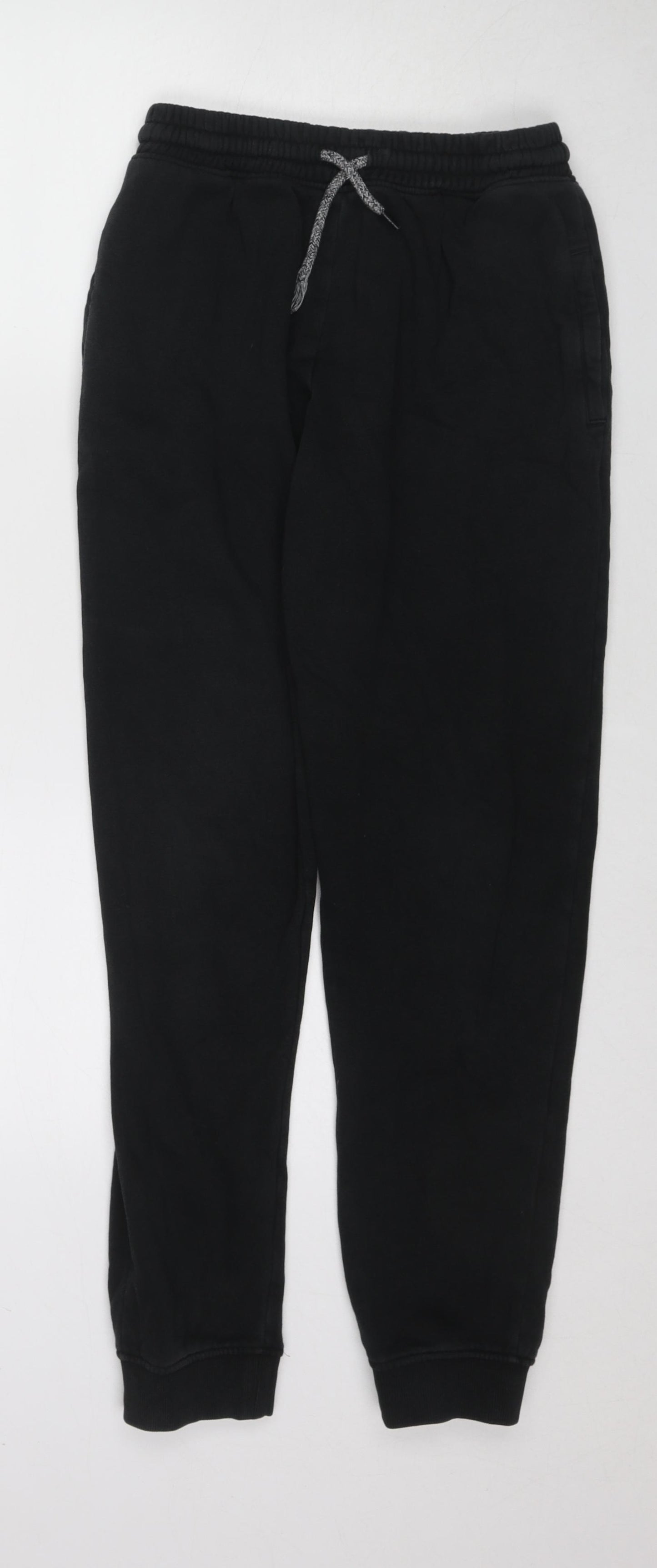 NEXT Boys Black Cotton Jogger Trousers Size 15 Years Slim Drawstring