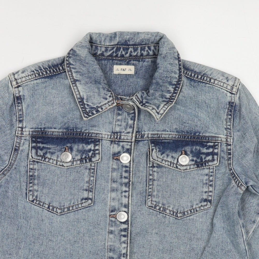 F&F Girls Blue Jacket Size 11-12 Years Button