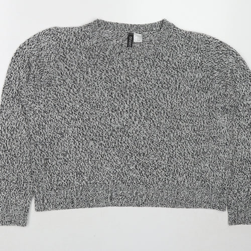 Divided by H&M Womens Grey Round Neck Acrylic Pullover Jumper Size M