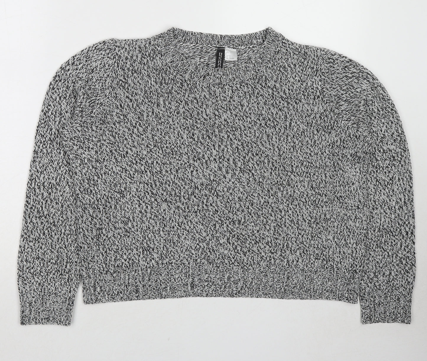 Divided by H&M Womens Grey Round Neck Acrylic Pullover Jumper Size M