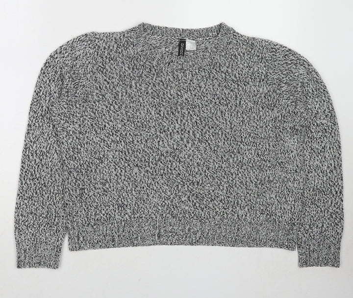 Divided by H&M Womens Grey Round Neck Acrylic Pullover Jumper Size M