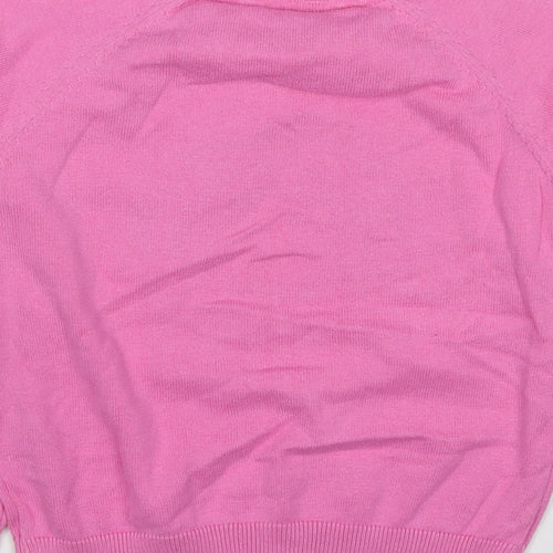 Marks and Spencer Girls Pink Round Neck Cotton Pullover Jumper Size 6-7 Years Pullover - Rainbow