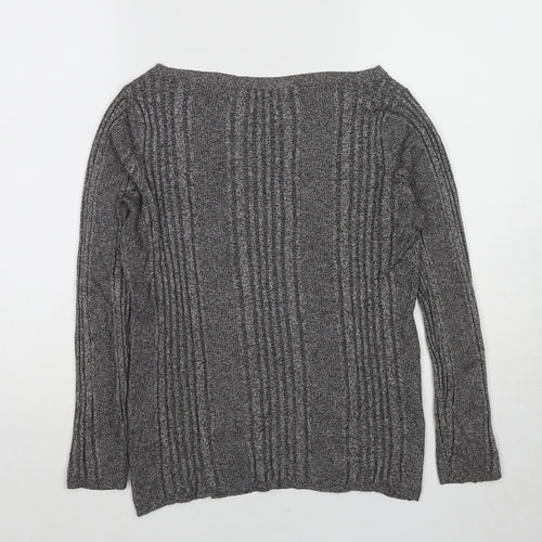 Marks and Spencer Womens Grey Boat Neck Viscose Pullover Jumper Size 10