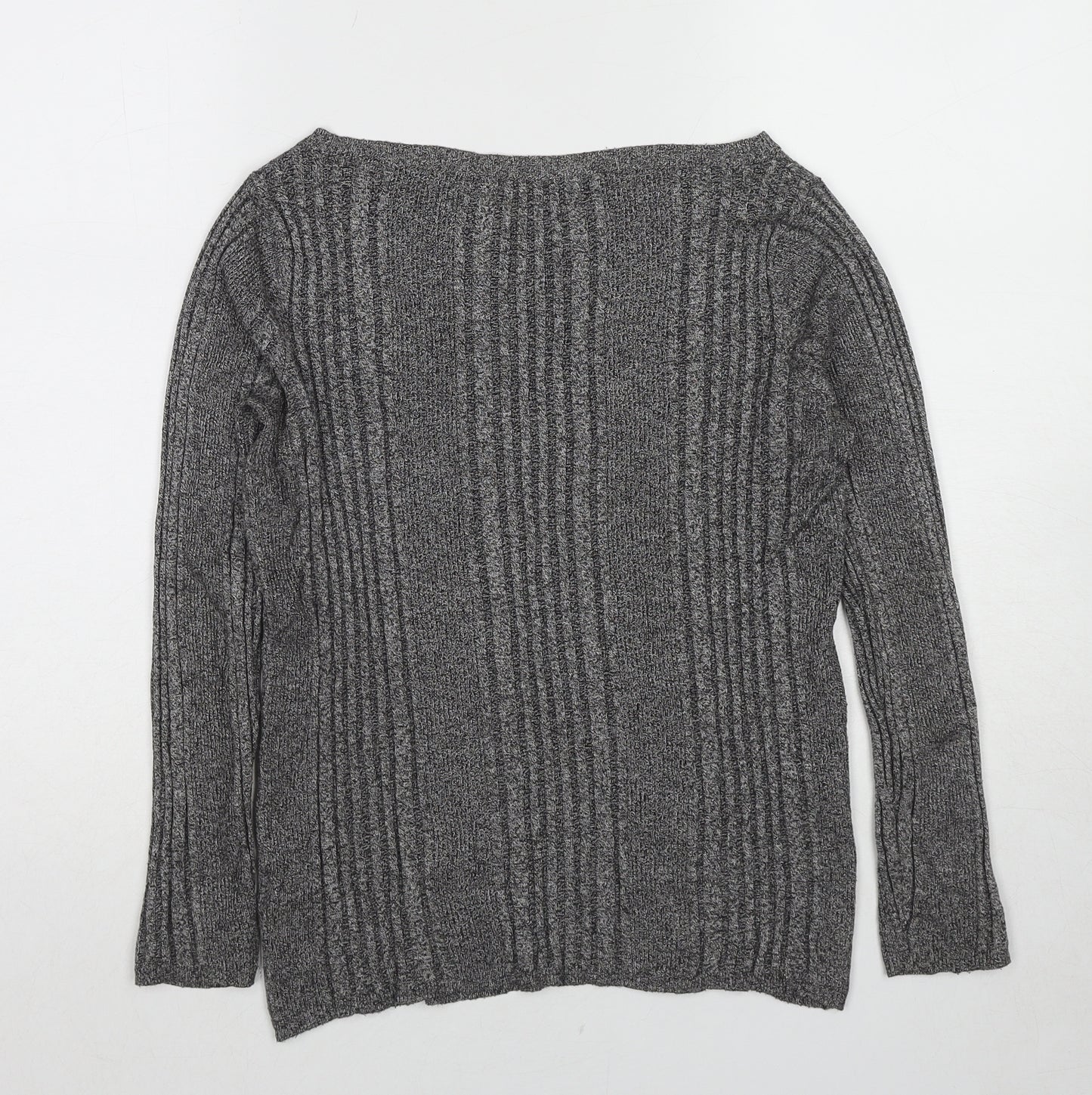 Marks and Spencer Womens Grey Boat Neck Viscose Pullover Jumper Size 10