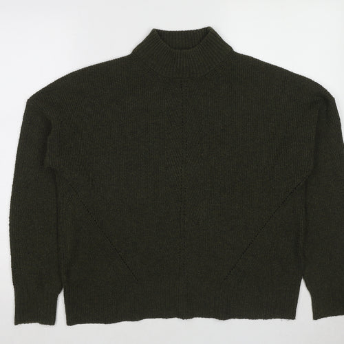 Warehouse Womens Green High Neck Acrylic Pullover Jumper Size 8