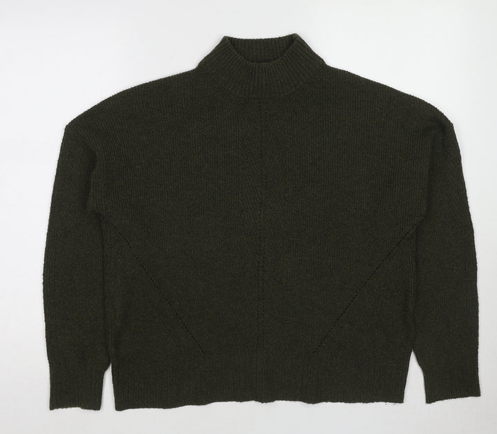 Warehouse Womens Green High Neck Acrylic Pullover Jumper Size 8