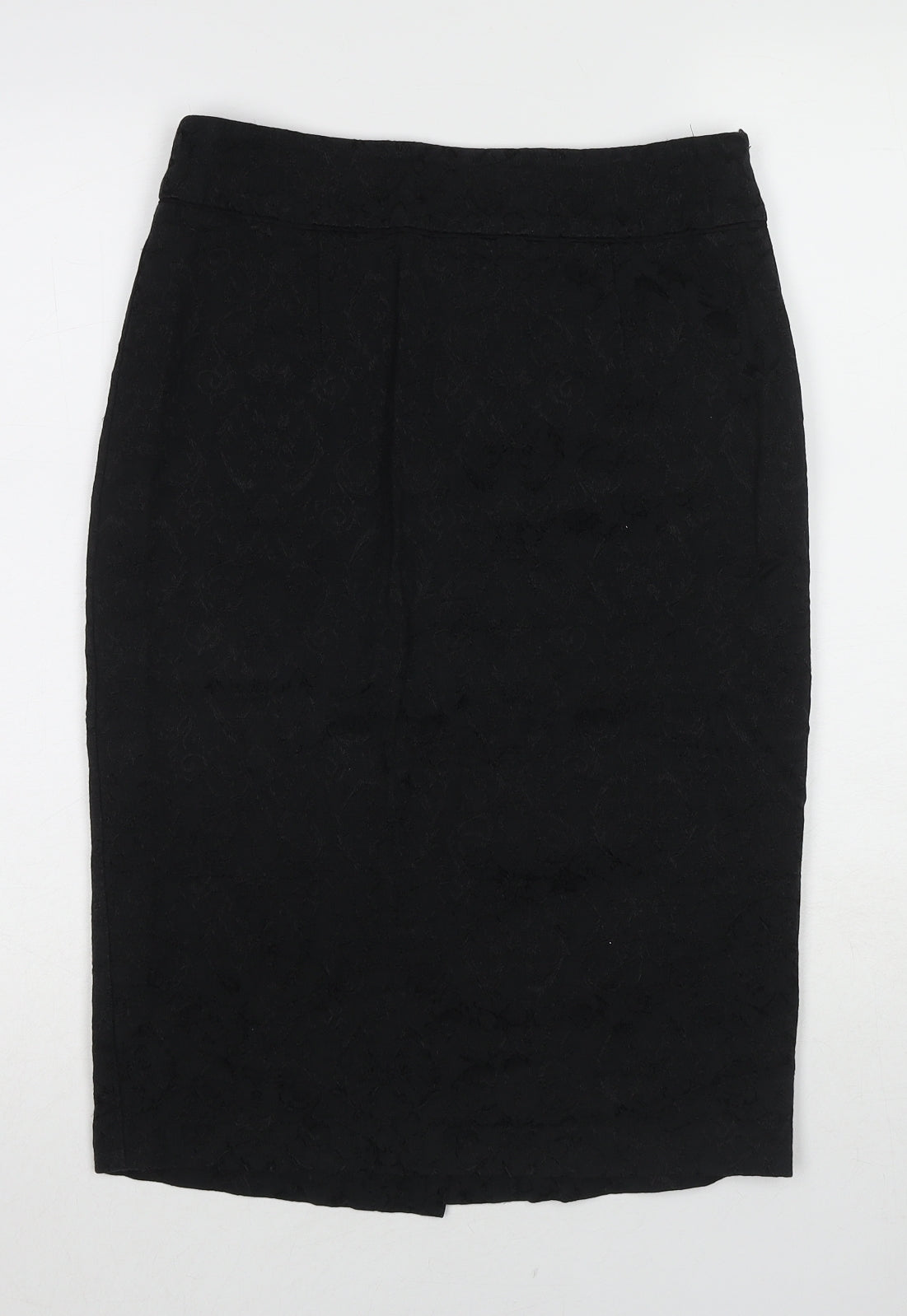 Monsoon Womens Black Cotton Straight & Pencil Skirt Size 8 Zip