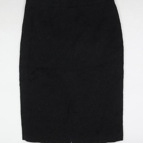 Monsoon Womens Black Cotton Straight & Pencil Skirt Size 8 Zip