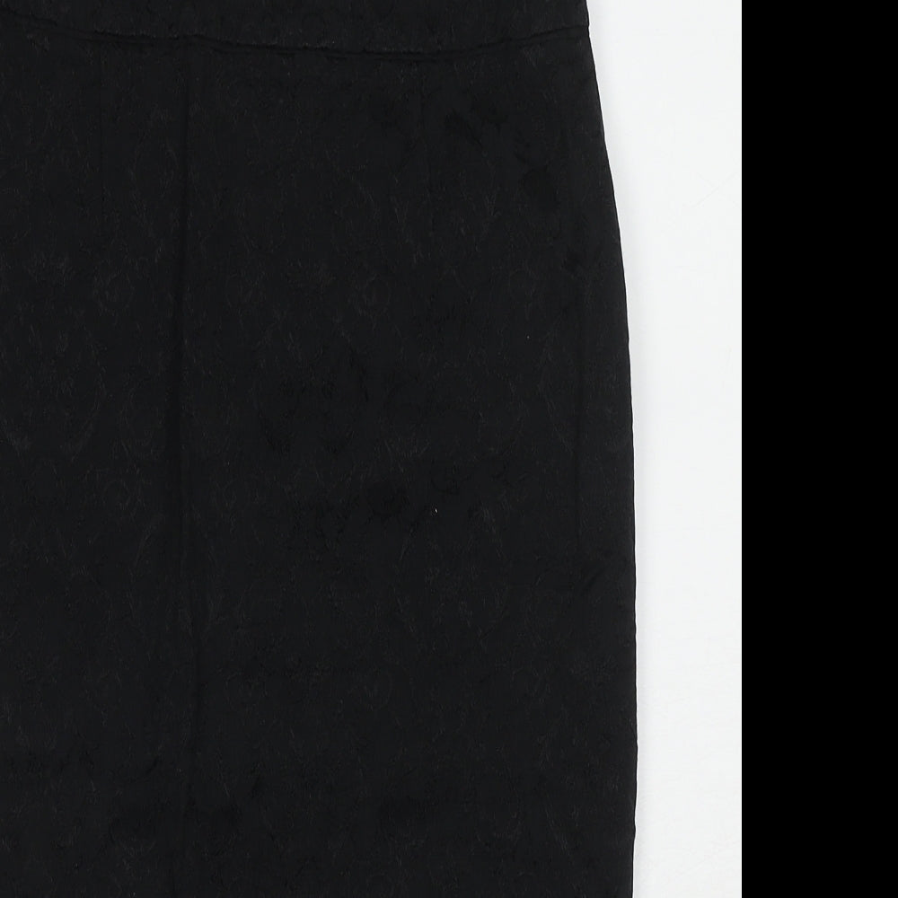 Monsoon Womens Black Cotton Straight & Pencil Skirt Size 8 Zip
