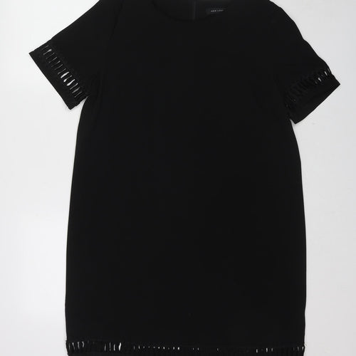 New Look Womens Black Polyester Shift Size 16 Boat Neck Pullover