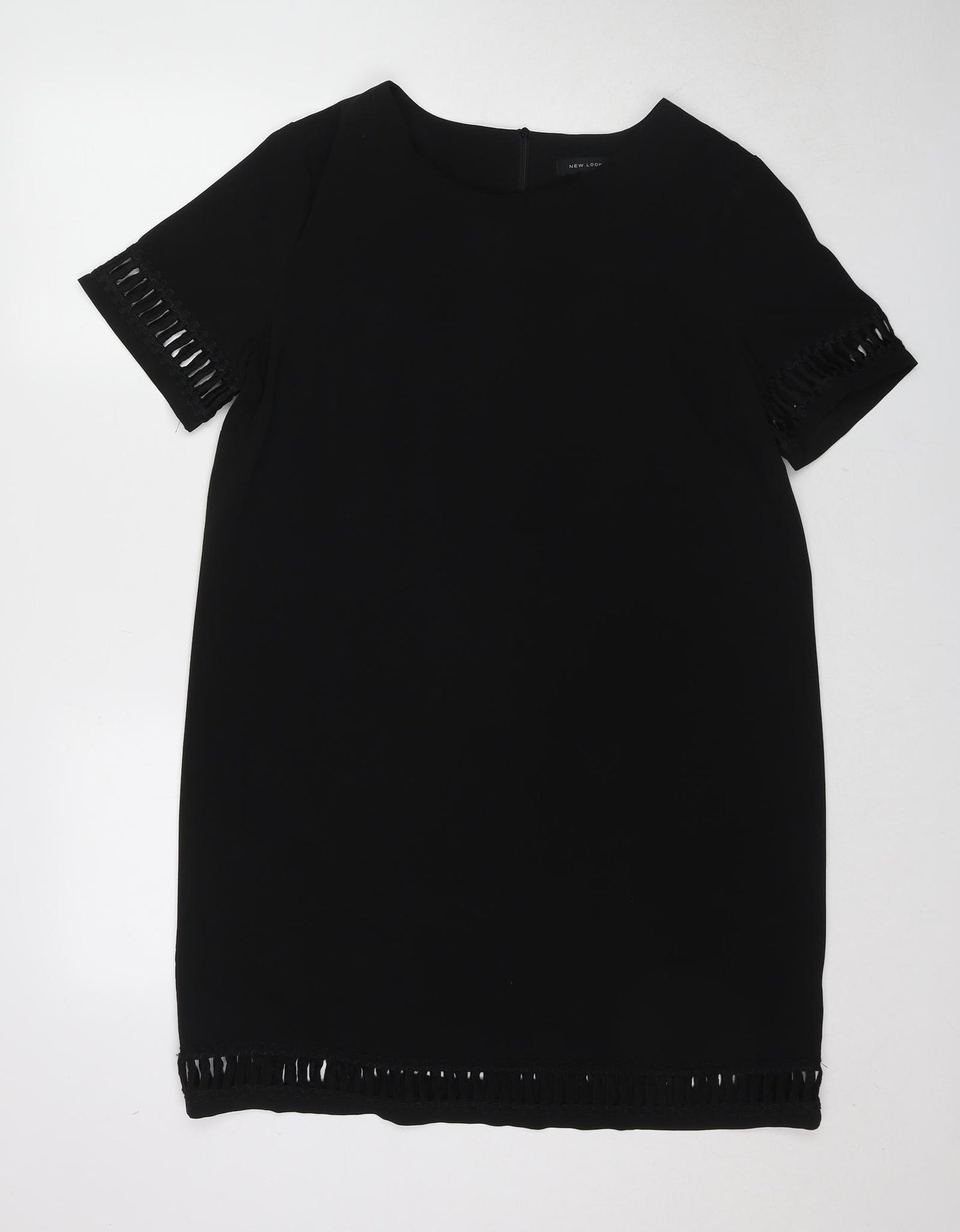 New Look Womens Black Polyester Shift Size 16 Boat Neck Pullover