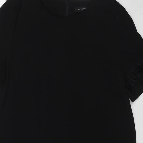 New Look Womens Black Polyester Shift Size 16 Boat Neck Pullover
