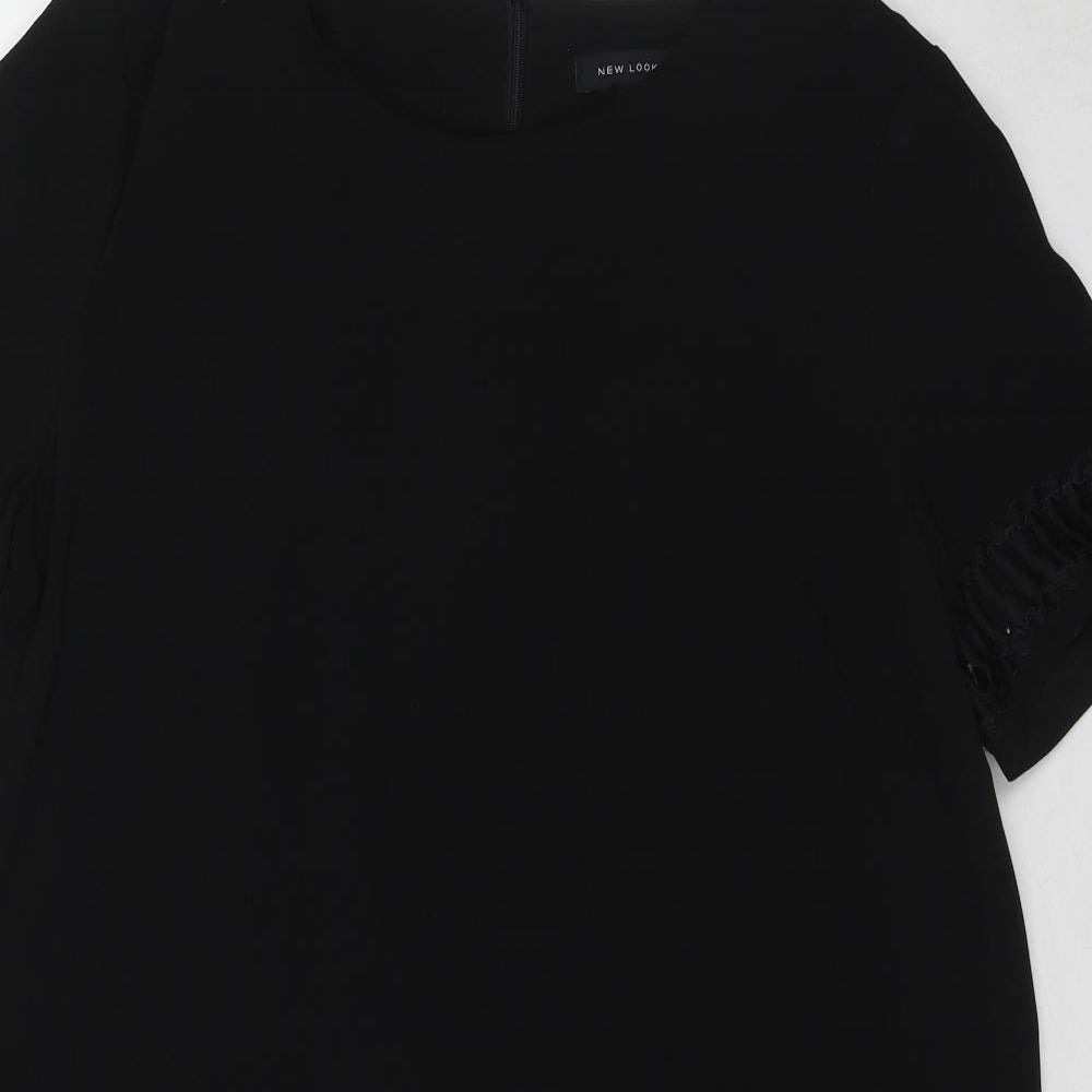 New Look Womens Black Polyester Shift Size 16 Boat Neck Pullover