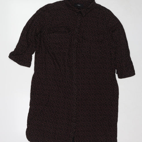 NEXT Womens Black Geometric Viscose Shirt Dress Size 18 Collared Button - Spotted
