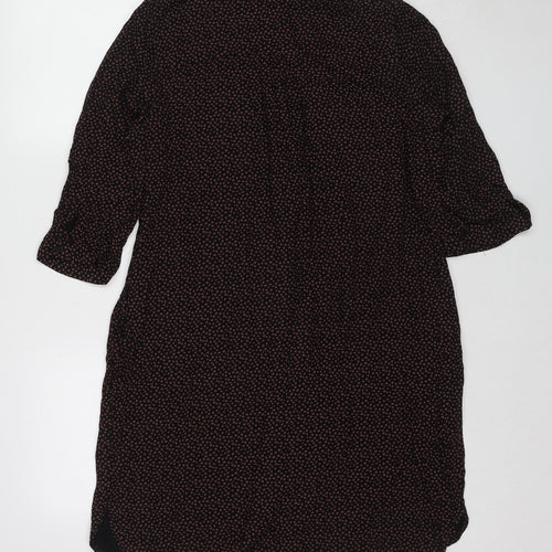 NEXT Womens Black Geometric Viscose Shirt Dress Size 18 Collared Button - Spotted