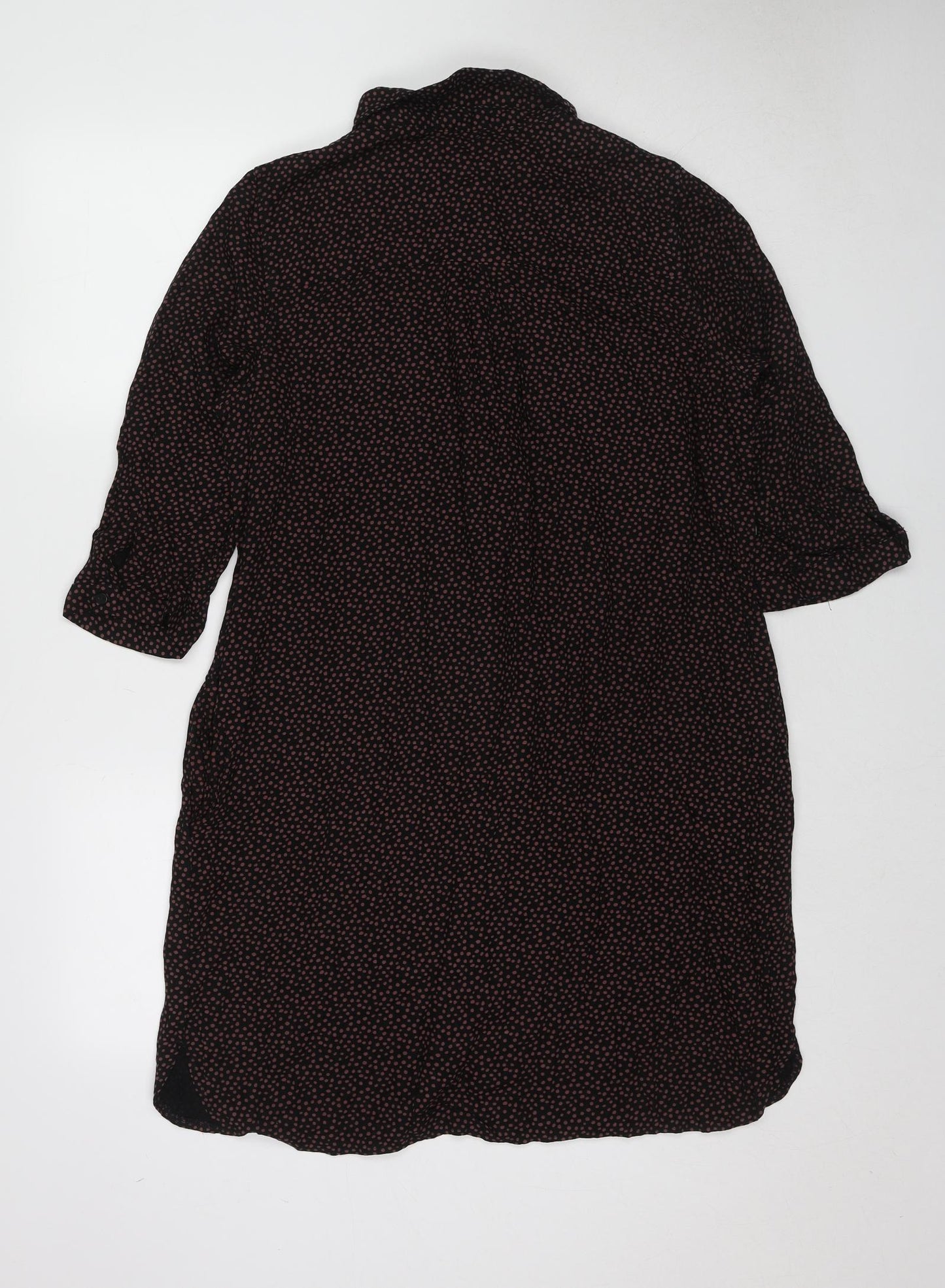 NEXT Womens Black Geometric Viscose Shirt Dress Size 18 Collared Button - Spotted