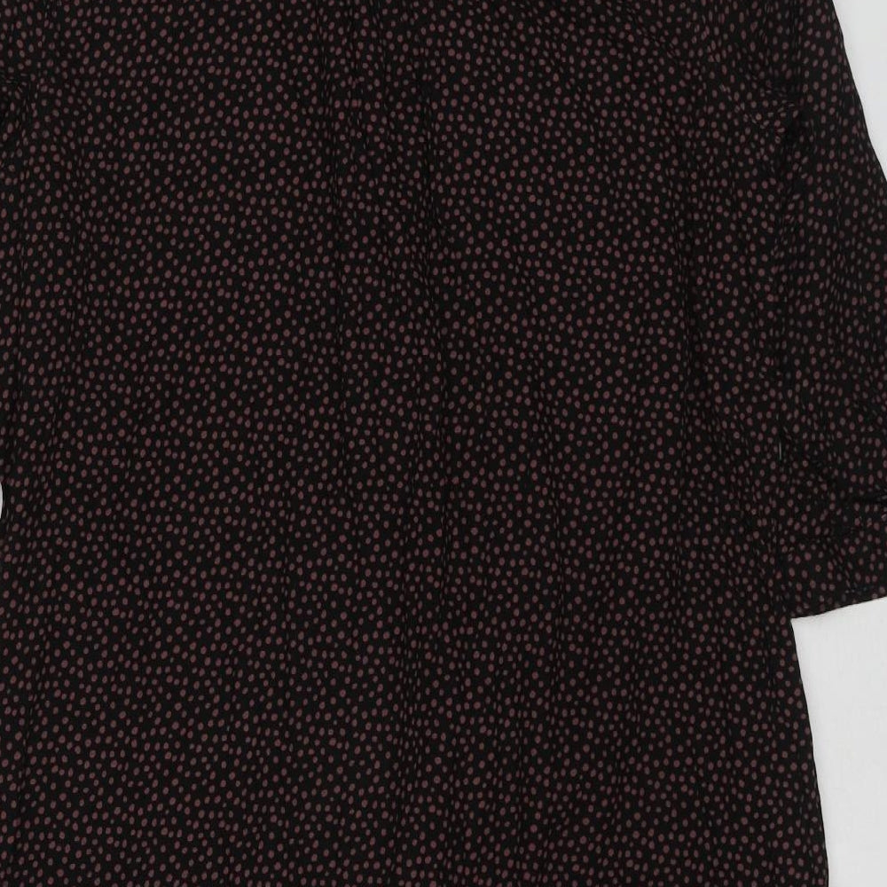 NEXT Womens Black Geometric Viscose Shirt Dress Size 18 Collared Button - Spotted