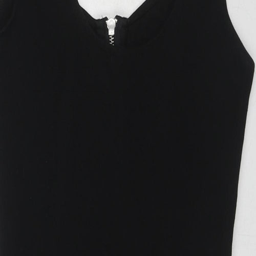 H&M Womens Black Cotton Mini Size 8 Scoop Neck Zip