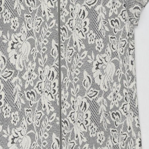 Pied A Terre Womens Grey Polyester Shift Size 10 Boat Neck Zip - Lace Overlay